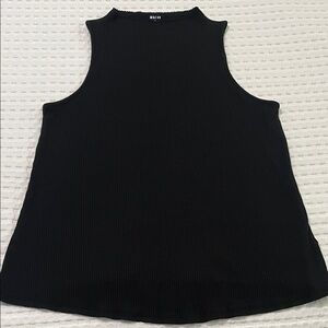 Maeve Black Ribbed Mock Neck Tank